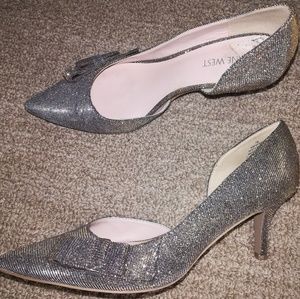 Nine West Sparkly Silver Heels, Size 7, Worn once